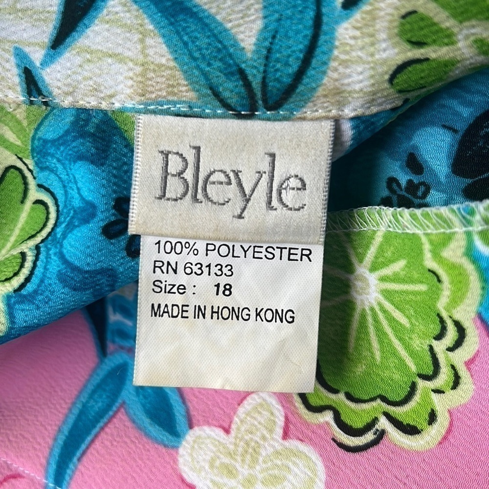 Vintage Bleyle Bright Floral Long Sleeve Button-Down Blouse Size 18 - Picture 8 of 11